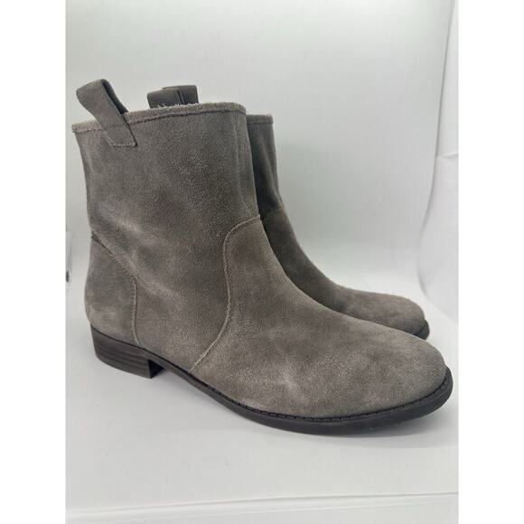 Sole Society Gray Suede Pull On Boots Womens‎ 9 M Ankle Booties Heels Casual - Picture 1 of 16